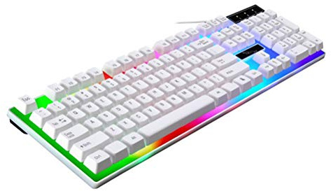 Clavier USB Filaire Blanc Rétroéclairé, Portable, Plastique pour Ordinateur | Liaison Filaire, Usage Extérieur et Voyage, Design Élégant, Compatible Ordinateur et Téléphone