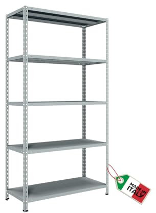 MOHOME Scaffale Metallo 5 Ripiani Premium Quality 190x40x100 Made in Italy 65 Kg a Ripiano Organizzazione Garage Dispensa Officina Cucina Ristorante Carico Pesante