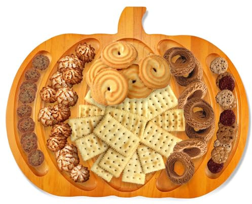 Pumpkin Wooden Serving Tray Set - Halloween Charcuterie Board with Compartments, Fall Kitchen Decor & Party Platter for Cheese, Appetizers, and Spooky Gatherings
