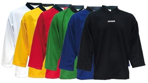 SHER-WOOD - Eishockey Trainingstrikot Junior für Kinder I stilvolles Practice Jersey aus gelochtem Mesh-Stoff I V-Neck Jersey zum Trainieren I tolle Passform I wird über den Brustpanzer gezogen,