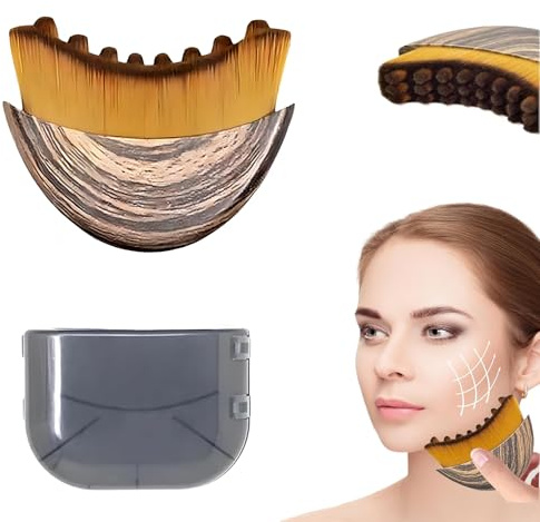 Gesichtsbürste Lymphdrainage – Weiche Borsten, Konturierung für Kinn & Kiefer, Sanfte Lymphbürste für tägliche Hautpflege & Spa-Anwendungen (1 Stück Braun)