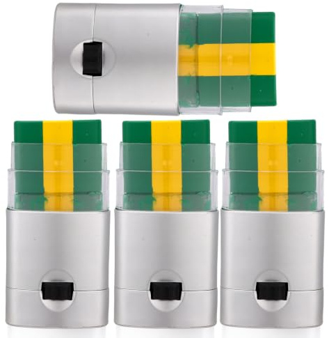 4pzs Barra Pintura Facial Deportiva, Seguridad Anti-Deslumbramiento Mezclable Pintura Facial 3 Colores para Fútbol Sóftbol Béisbol para Adultos Atletas (Verde Amarillo Verde)