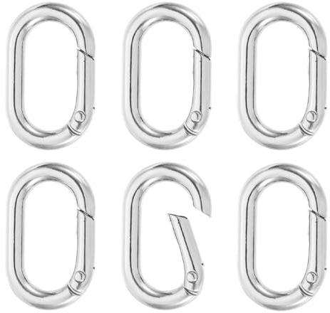 AEUXZA 6er Set Ovaler Schmuckverschluss S-Größe – Federring Karabiner ($1,4 imes 2,1 ext( cm)$) Silberfarben – Legierung Verschluss für DIY Halsketten, Armbänder & Charms