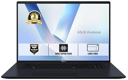 ASUS Vivobook 18 18.0 Pouces (1920 x 1200) 144Hz PC Portable (AMD Ryzen AI 9 465 Processor jusqu'à 5.0GHz, 32Go DDR5, 1To SSD, AMD Radeon Graphics, Windows 11 Pro) – Clavier AZERTY sans Chargeur.