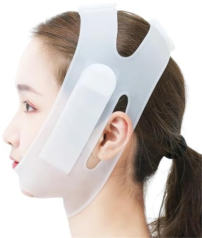 Gaine Visage Anti Double Menton Masque facial en silicone forme de V for lifting du visage, bandage amincissant for les joues, le menton et cou