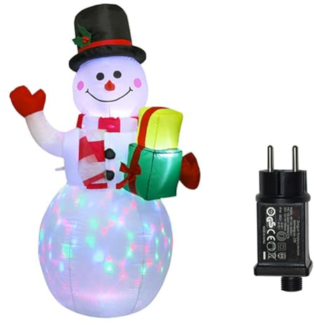 Ounfhtrttk Aufblasbare Weihnachtsschneemänner mit LED-Lichtdekoration, Weihnachtsdekoration für Gartentore im Freien, Party-Requisiten, EU-Stecker
