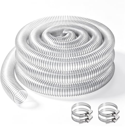 50 mm Transparenter PVC-Staubsammelschlauch Universeller | Spiralschlauch Staubsaugerschlauch, Absaugschlauch für Werkstatt, Staubsauger und Teichpumpe