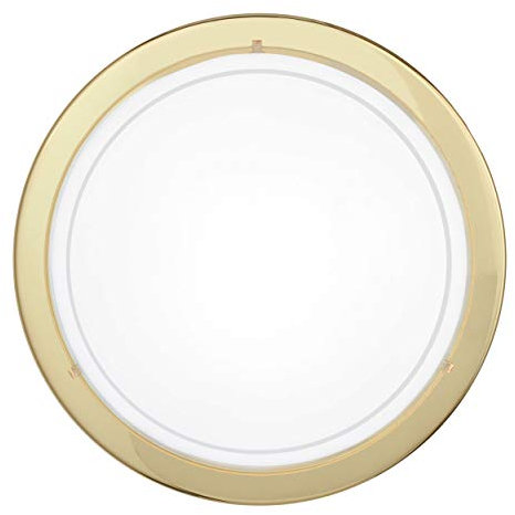 EGLO Deckenlampe Planet 1, 1 flammige Wandleuchte, Deckenleuchte aus Stahl, Farbe: Messing, Glas: Weiß lackiert, Fassung: E27