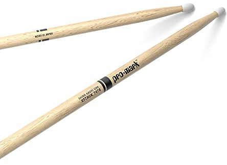 ProMark Drum Sticks - Classic Attack 747B Shira Kashi Oak Drumsticks, Oval Nylon Tip, One Pair