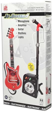 REIG 844 - Set de juguete para guitarra de 4 cuerdas y micrófono amplificado