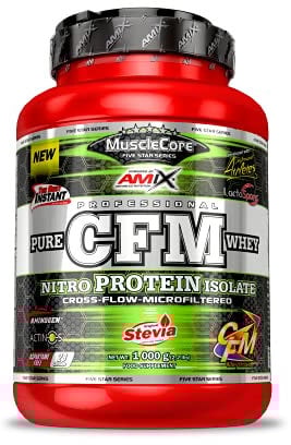 Amix | Proteína CFM Nitro Whey Con Actinos - Ayuda a Mantener la Masa Muscular - Con Enzimas Digestivas - Fácil Digestión - Rápida Absorción - Proteína en Polvo - 1 Kg - Sabor Fresa-Yogurt
