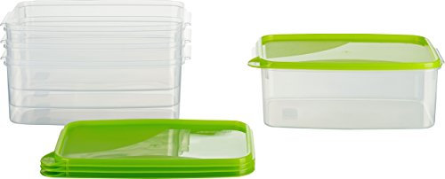 MiraHome Gefrierdosen 4x2,5L rechteckig grün – Vorratsdosen mit Deckel luftdicht – Transparente Frischhaltedosen mit Deckel – Aufbewahrungsbox Küche für Mealprep & Organisation – Austrian Quality