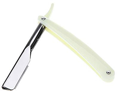 Lurrose Barber Edge Stahl Rasiermesser Vintage Klappmetall Rasiermesser für Männer ohne (weiß)