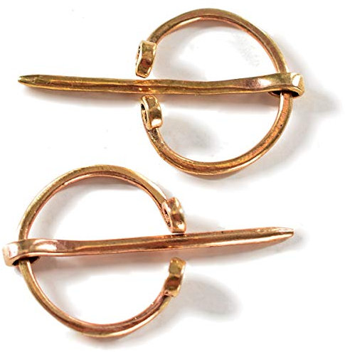 HEMAD Mittelalter Fibeln Tyr (Set) 3 cm - 2 Ringfibel im Paar Messing