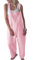 Donna Salopette Lunga Casual Pantaloni, Morbuy Nuovo Lino Moda Senza Maniche Harem Jumpsuit Ragazza Overall Hippie Sciolto Cinturino Tuta con Tasche (L,Rosa)