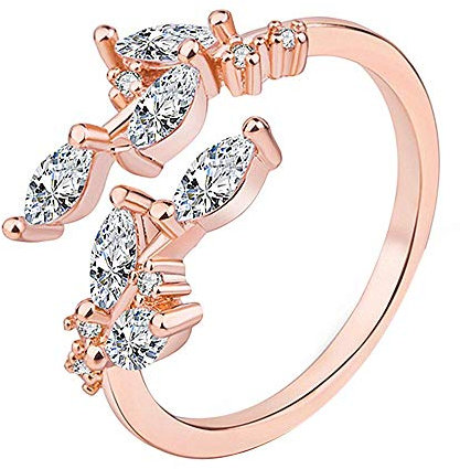 Onefeart Weißes Gold überzogen Frauen Ring Runden Cubic Zirkonia Twig Gestalten Dame Stil Verlobungsring Rose Gold