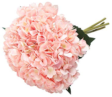 Tifuly Artificial Hydrangea Flower, 5 PCS Ramos de hortensias de Seda de Tallo Largo para Bodas, hogar, Hotel, decoración de Fiestas, centros de Mesa (Rosado)
