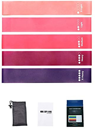 Yoga Widerstandsband, Set mit 5 Hautfreundlichen Widerstands Fitness Übungsbändern für Fitnessübungen Beine und Gesäß, Arme, Physio, Pilates und Krafttraining (B)