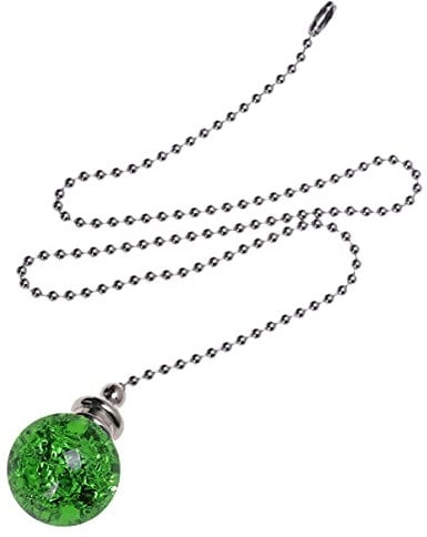 SOLUSTRE Ceiling Fan Pull Chain Ornaments Crystal Glass Ice Cracked Ball String Pull Cord Extension Pull Decorative Chain extender for Ceiling Fan Light and Lamps ( Green, 21inch )