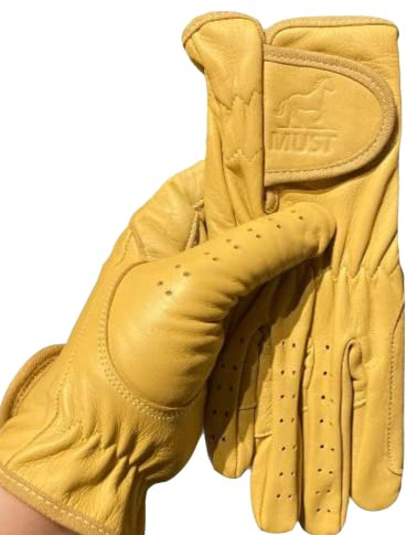 Equestified Ladies Horse Riding Gloves 100% Real Leather Brown, Beige, TAN & Black Women Equestrian Gloves (Medium, Beige)