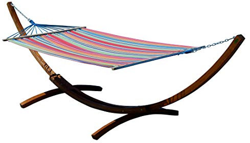 ALEOS. 400cm Hängematte mit Gestell Holz Lärche Stab Hängematte 120x200cm