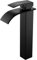 Ankoory Bathroom Waterfall Basin Mixer Taps, High Rise Basin Faucets, Mono Single Lever Tall Tap for Washroom Counter top, Modern and Square Design, Include Flexible Tails, Brass (Matte Black)