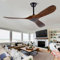 BOJUE Ventilador de Techo sin Luz 132 cm de Madera con Control Remoto, 3 Aspas, para Interior/Exterior Sala, Patio, Porche, Motor CC silencioso, 6 velocidades