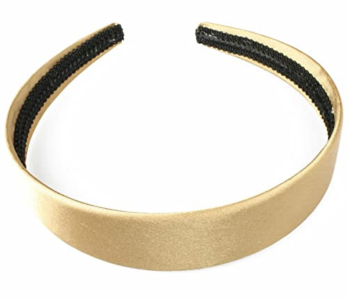 Topkids Accessories Serre-tête en satin Alice - Pour femmes et adultes - Pour l'école des années 60, 70, 80 - Uni - 2,5 cm d'épaisseur - 2,5 cm - Large et dur (1 serre-tête, blond doré)