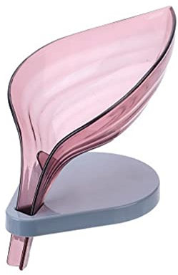 Porte-savon en forme de feuille pour salle de bain avec drainage, séchage rapide, avec ventouse, pour salle de bain et cuisine, violet