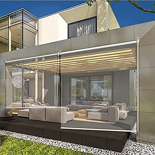 FUFU Seitenzug- & Springrollos Rollo Sonnenschutzrollo Klemmrollo Fensterrollo Transparente PVC Gardinen für Balkon - Outdoor Vorhang Wasserabweisend für Terra (Size:145×240cm(57×94.4))