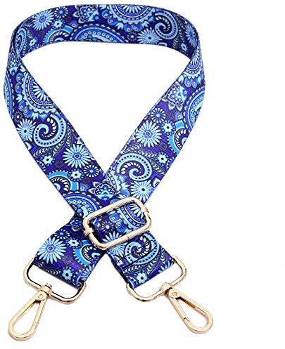 Taschengurt Boho Verstellbar Schulterriemen für Taschen, 80-140cm Ersatz Trageriemen mit Karabiner 3.8cm Breiter Schultergurt Umhängegurt Taschenhenkel für Damen DIY Taschen Handtaschen,Blau