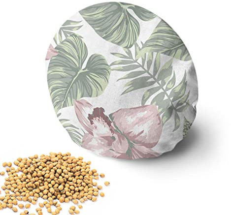 Amilian Kirschkernkissen rund: 16 cm Wärmekissen Mikrowelle Körnerkissen Kirschkernsack Kirschkern Kissen für Kinder Erwachsene ideal als Massagekissen Kältekissen Clematis