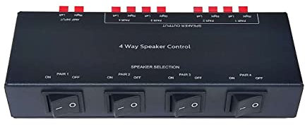 SENWIKATIN 4-Zone Speaker Selector, Passive Control of the Distribution Box 200 W, 4 Pairs of Speakers, Plug and Play with Spring Plugs