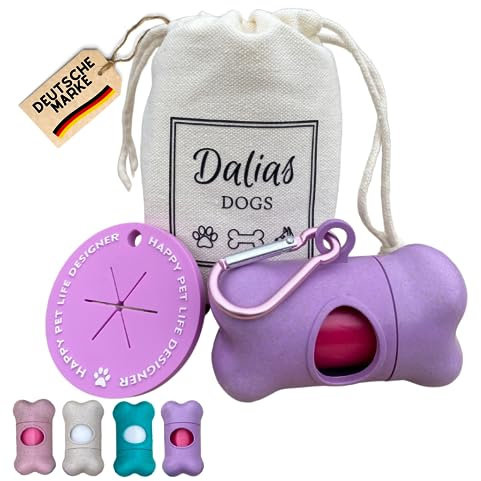 DALIAS DOGS 5-in-1 Kotbeutelspender aus Weizengras, kompostierbare Beutel, Leckerlibeutel & Halter