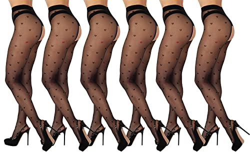 BANANALU Ouvert Strumpfhose mit offenem Schritt und Herzen 20 Den Intimo 20 Fashion Nero - 6er Set S