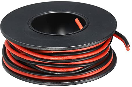 sourcing map 2 Leitung Parallel Silikon Draht 24AWG 24 Messgerät Rot Schwarz Elektrodraht Verzinnte Kupfer Spule 3.0m/10ft für LED Verlängerung Kabel Auto Modell Interne Verdrahtung