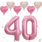 Rosa Luftballon 40, XXL Riesige Geburtstag Ballon 40, 40 - 101cm Ballon Zahl Deko Folienballon Zahlen 0 & 4, Geburtstagsdeko Jubiläum Party Deko, Fliegt mit Helium (Nummer 40)