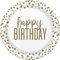 Unique- Assiettes en Carton Écologiques-23 cm-Fête d'anniversaire Confettis Dorés-8 pièces (Lot de 1), 78435EU, Multicolour