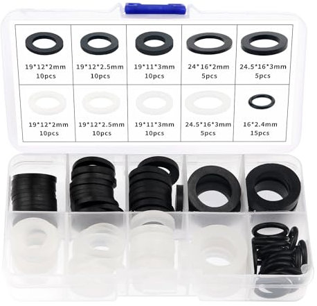 YIXISI 90 Piezas Arandelas de Sellado O Ring, Goma Junta Plana, Silicona Junta de Manguera, para Mangueras de Grifos de Ducha de 1/2 3/4 Pulgada