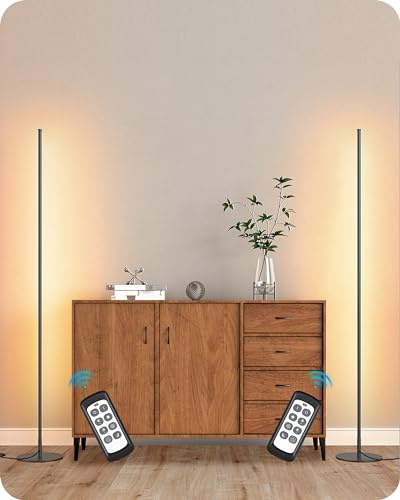 EDISHINE 2 Pack 57.5” Floor Lamp with Remote, Dimmable & 7 CCT Adjustable