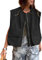 Tankaneo Lässige Damen-Weste, mit Reißverschluss, Übergröße, gerüschter Saum, ärmellos, Blazer, Schwarz, XL