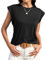 BellaDila Sommer Top Damen Ärmellose Tshirt Locker Rundhals Flügelärmel Oberteile Elegant Gestreift Tunika Bluse Tops für Frauen, Schwarz, XL