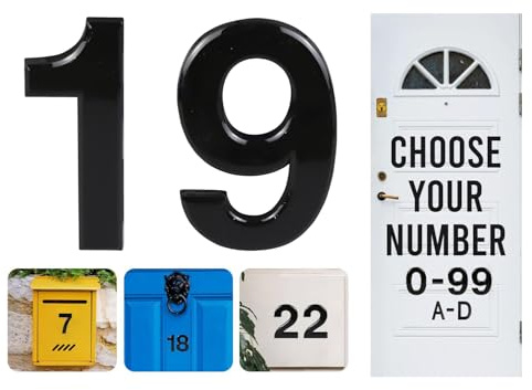 Numéros de porte noirs à coller, lettres A, B, C, D, 7,6 cm, numéros de maison, autocollants pour portes, boîtes aux lettres, chambres d'hôtel (19)