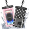MoKo Große wasserdichte Handyhülle, 2 Stück Schwimmender Wasserfest Handytasche mit Trageband für iPhone 15 14 13 Pro Max, Galaxy S23 S22 Ultra, Schwarze + Rosa