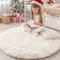OLANLY Ivory Round Rugs for Bedroom - Machine Washable, 4x4 Feet Circle Area Rugs for Living Room, Soft and Fluffy Shaggy Carpet for Teen Girls and Boys, Dorms, Nursery Rooms, Home Decor Aesthetic