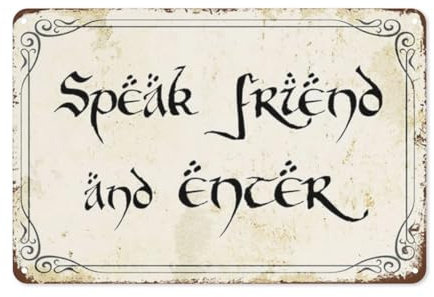 Lustiges Blechschild im Vintage-Stil, Aufschrift Speak Friend and Enter, Türschild, Geschenk für Lotr-Fans, Metallschild, 20,3 x 30,5 cm