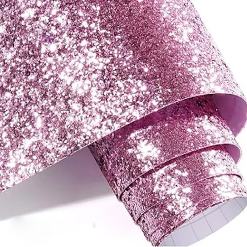 Jodimitty Glitter Wallpaper Border Self Adhesive 3mx10cm Glitter Sequin Sticker DIY Furniture Decoration Peel and Stick Wall Line Edging Border Wedding Party Background Wall Border (Pink)