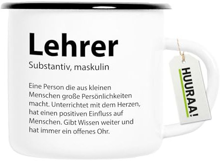 Huuraa Emaille Tasse Lehrer Definition Geschenk 300ml Vintage Emaille Becher Lehrer Geschenkidee