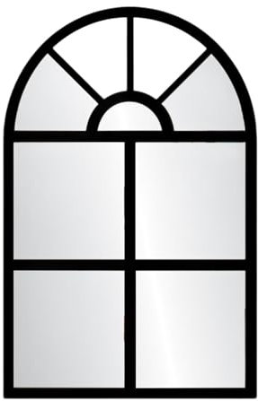 LOVIVER Miroir de fenêtre arqué, Miroir d'entrée Pratique, décoration Murale pour Salon et Chambre à Coucher, Noir