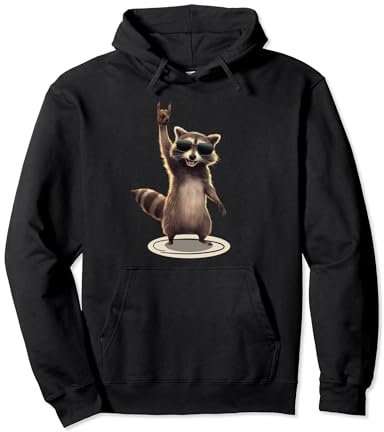 Rockmusik Hardrock Metal Waschbär Rock n' Roll Pommesgabel Pullover Hoodie